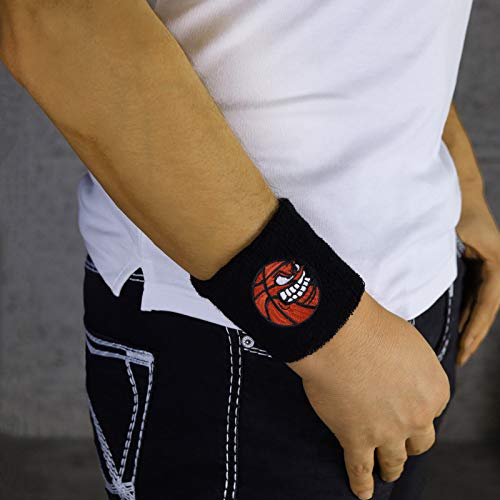 Banda para el sudor con bordado de baloncesto y tejido de rizo absorbente, banda para el sudor, pulsera de baloncesto, regalo de cumpleaños para jugadores de baloncesto, pulsera de sudor