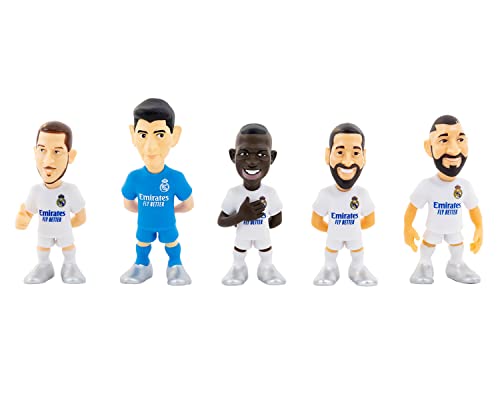 Bandai - MINIX - Pack 5 Muñecos Real Madrid CF: Courtois, Bellingham, Modric, Carnavinga y Vinicius - Ideal para Tartas o Fans - 7 cm