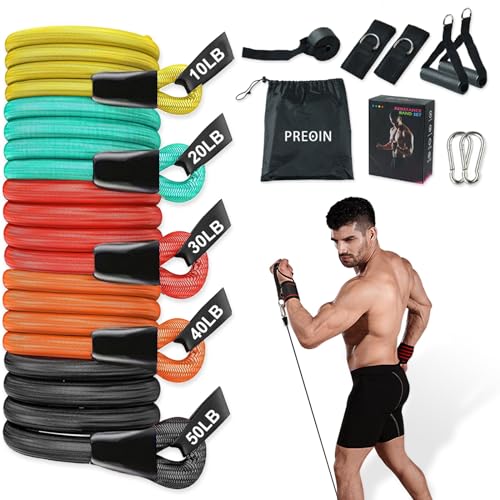 Bandas de Ejercicio de Resistencia,Bandas Elásticas de Musculación y Fitness, Juego de Bandas de Ejercicio Ajustables (10 LB a 150 LB), Ideal para Fisioterapia de Entrenamiento de Fuerza de Pilates