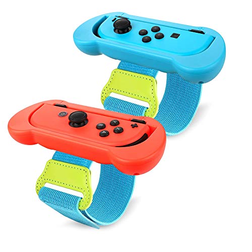 Bandas de Muñeca Compatible con Just Dance 2022 2021 2020 2019, Kit de 2 pzs de Diferente Tamaño Bandas de Muñeca Elástica Ajustable para Joy-con Controlador (Azul y Verde)