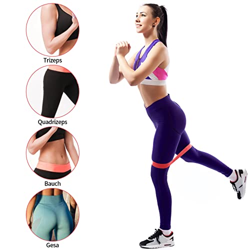 Bandas de Resistencia Elasticas Fitness, 5 Piezas Bandas de Fitness de Resistencia con 5 Niveles de Resistencia, Banda de Elastica para Entrenamiento Deporte Fitness Yoga Pilates