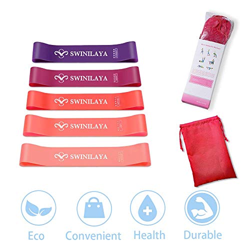 Bandas elasticas musculacion [Set of 5],Cintas elasticas musculacion Skin-Friendly Bandas de Resistencia,Bandas elasticas Fitness para piernas y glúteos,Brazos,Pilates,Yoga con Bolsa Almacenamiento