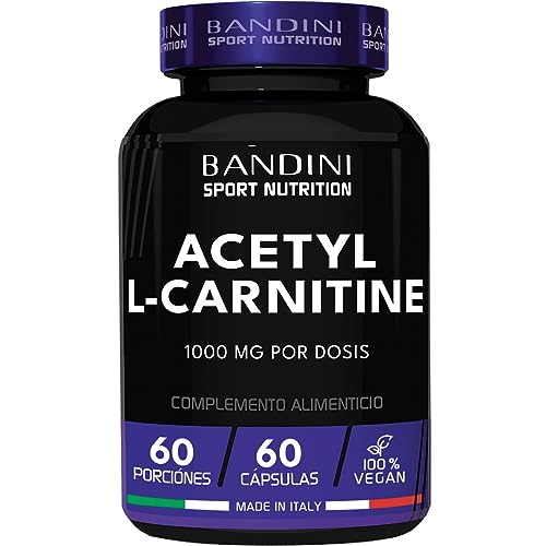 Bandini® Acetil L-CARNITINA 1000 mg por Cápsula (Altamente Dosificado) - Suplemento para Deportistas y Atletas que Practican Actividad Física Intensa - Acetyl L Carnitina de 60 Cápsulas Made in Italy