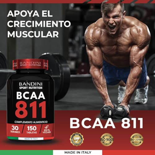 Bandini® BCAA 8.1.1 - Aminoácidos de Cadena Ramificada con Leucina, Isoleucina, Valina y Vitamina B1 y B6 - Sin Lactosa - Vegano - Suplemento Pre y Post Entrenamiento - 150 comprimidos