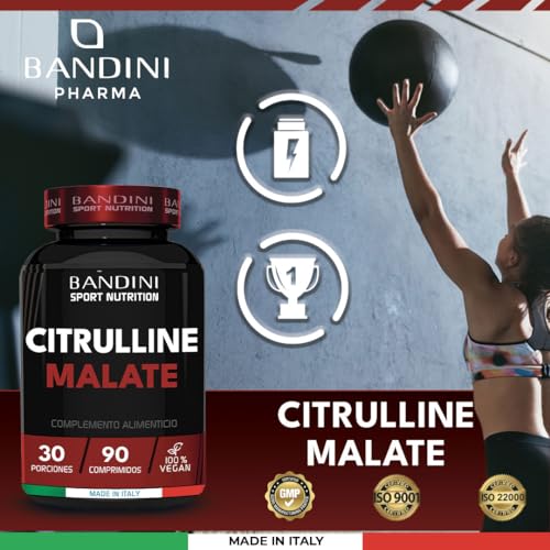 Bandini® CITRULINA MALATO 90 Comprimidos 3000mg Por Dosis - Dosis Extra Alta con 1000mg Por Comprimido - L-Citrulina De Fermentación 100% Vegan - Citrulline Malate Tabletas Sin Aditivos y OGM