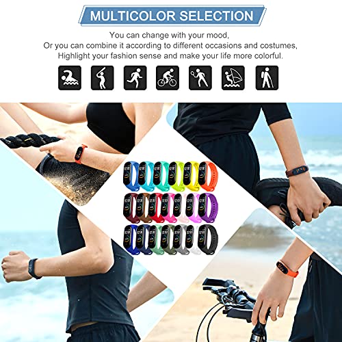 BANGTING 20 Piezas Recambio Correa Compatible con Pulseras Xiaomi Mi Band 4 / Xiaomi Mi Band 3, Banda Reemplazo para Fundas Mi Fit 4 Miband3 (20 Colores)