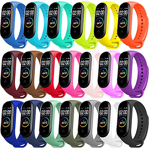 BANGTING 20 Piezas Recambio Correa Compatible con Pulseras Xiaomi Mi Band 4 / Xiaomi Mi Band 3, Banda Reemplazo para Fundas Mi Fit 4 Miband3 (20 Colores)