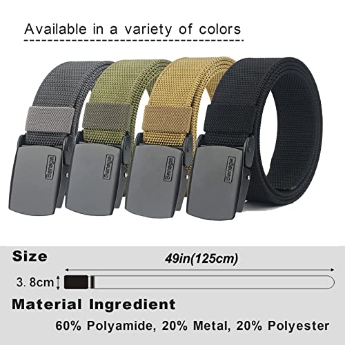 Bansga Cinturón táctico militar Hombres Hebilla metálica Espesar Cinturones de lona de nylon para hombres(Gris oscuro)