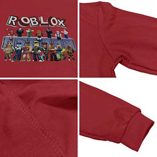 Baonmy Boys Roblox Jersey con capucha y pantalones, trajes de chándal Personajes de dibujos animados Suéter de algodón con capucha Pantalones Conjuntos de ropa (Red, 9-10 Years)