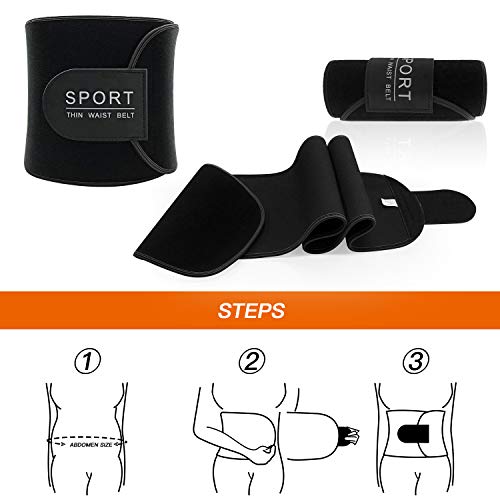 Baozun Cinturón de Sudor, Cinturón Abdominal Cinturón Adelgazante Mujer para Quemar Grasa Estómago y Espalda Soporte Lumbar Cinturón de Sauna de Neopreno Ajustable-45Pulgadas con Brazalete