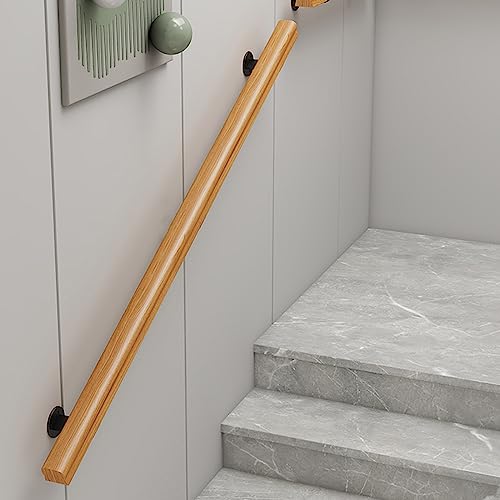 Barandilla De Madera Kit de Pasamanos de Escalera, Montado en la Pared Seguridad Pasamanos Antideslizante para Casa Pasillo del Desván Peldaño de Escalera ( Color : Wood color , Size : 90cm/3ft )