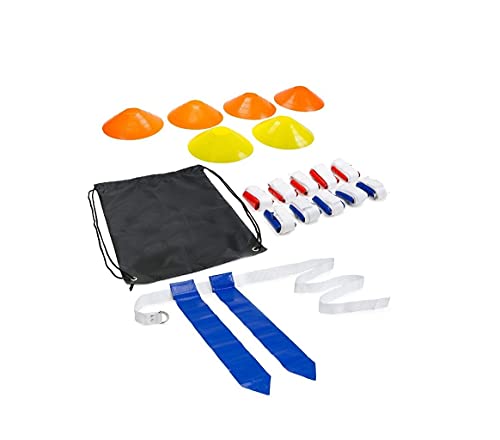 BARNETT KIT DE BANDERA DE FÚTBOL (6 conos, 10 cinturones, 2 banderas por cinturón, una bolsa), Azul, talla única