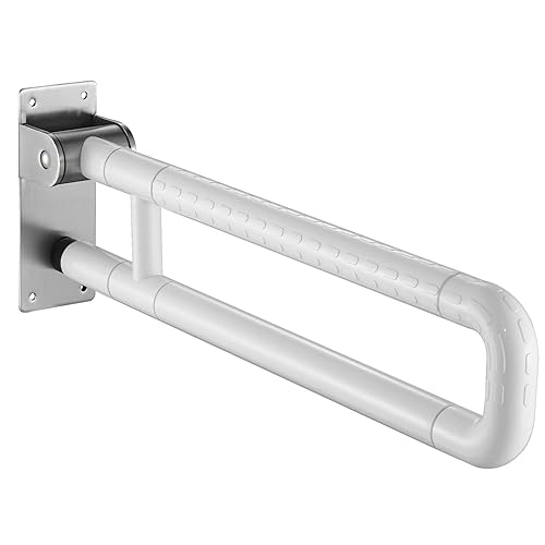 Barra Baño Minusválido, Barra Abatible Baño para Mayores, Agarradera Acero Inoxidable de Seguridad, 60cm Soporta Hasta 300-350 kg