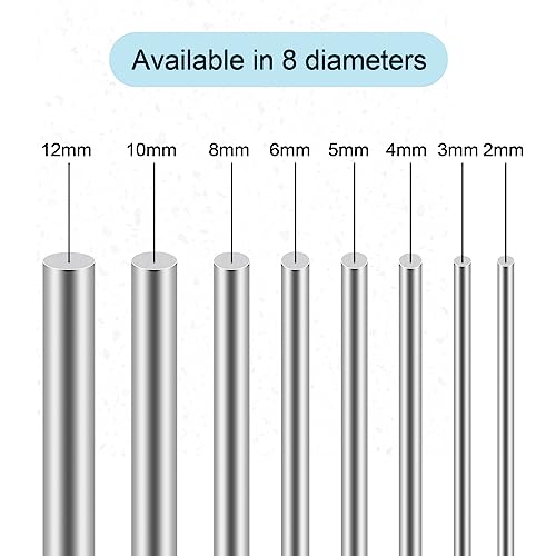 Barras de acero inoxidable 304, iMeistek 10 mm x 300 mm, barra redonda sólida para coches RC, barcos y otras manualidades (2 unidades)