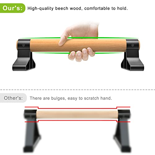 Barras de empuje con mango de madera con soporte de acero de aleación que mantienen una larga duración y cómoda de usar, barras de paralelos antideslizantes para flexiones, yoga entrenamiento