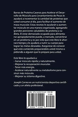 Barras de Proteína Caseras para Acelerar el Desarrollo de Músculo para Levantamiento de Pesas: Aumente naturalmente el crecimiento de músculo y ... para levantar más y recuperarse más rápido