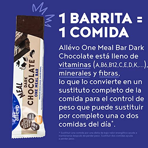 Barras Proteíca One Meal - Barrita Nutritiva Sustituto de Comida Allévo by Alpha Foods (Chocolate negro)