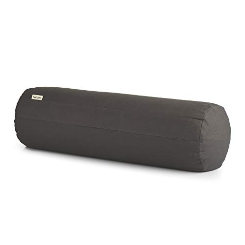 basaho Bolster Yoga | Algodón Orgánico | Cáscara de Trigo Sarraceno | Funda Extraíble Lavable (Gris Piedra)