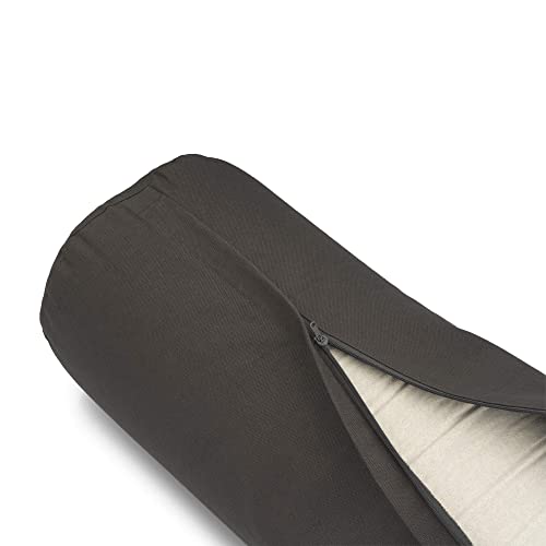 basaho Bolster Yoga | Algodón Orgánico | Cáscara de Trigo Sarraceno | Funda Extraíble Lavable (Gris Piedra)