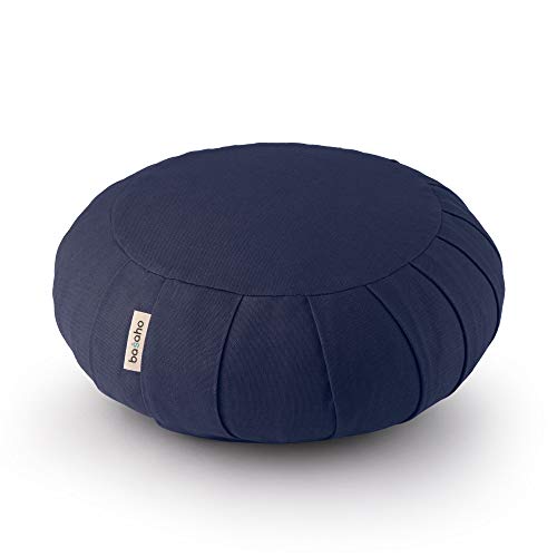 basaho Classic Zafu Cojín de Meditación | Algodón Orgánico | Cáscara de Trigo Sarraceno | Funda Extraíble Lavable (Azul Medianoche)