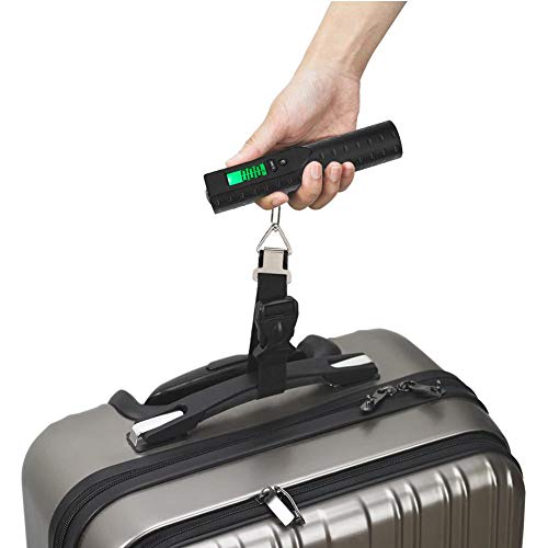 Báscula de equipaje, Báscula de equipaje colgante recargable, 50 kg/110 lb LCD Báscula de pesca de viaje Banco de potencia de peso electrónico, Deducción de tara, Bloqueo, Cero, Apagado automático, Ad