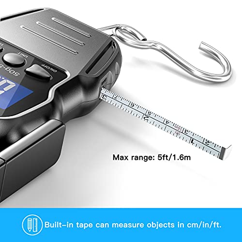 Báscula Digital portatil Básculas de Equipaje Escala de Pesca de Viaje Pantalla LCD Báscula de Gancho Medición para Pesar Maletas, Viajes, Cocina, Pesca y Caza (Incluida Pilas) (MS003Y-g)