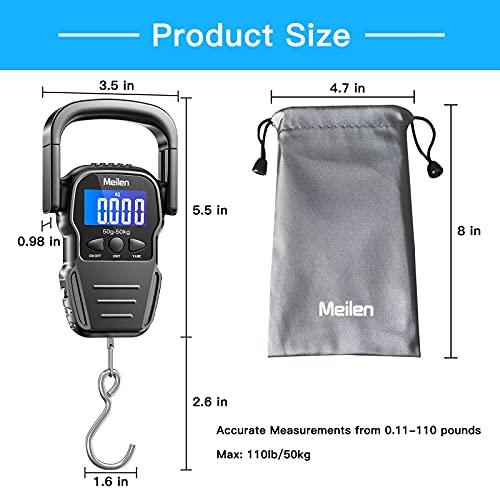 Báscula Digital portatil Básculas de Equipaje Escala de Pesca de Viaje Pantalla LCD Báscula de Gancho Medición para Pesar Maletas, Viajes, Cocina, Pesca y Caza (Incluida Pilas) (MS003Y-g)