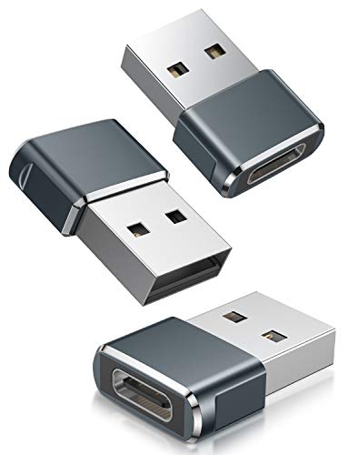 Basesailor Adaptador USB a USB C 3-Pack,USB C Hembra a USB Macho Convertidor Cable Cargador Tipo A para iPhone Apple Watch 9,12 15 13 14 Pro,AirPods iPad Mini Air 4,CarPlay,Samsung Galaxy S21 S22 S23