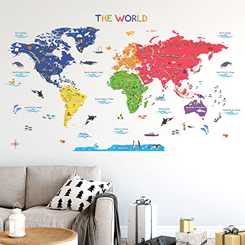 BASHOM BS-115 Pegatinas de pared del mapamundi grande mapa mundo para con decoración madera mundi póster oficina sala corcho dormitorio niños antiguo gigante mural rascar banderas maps mundial