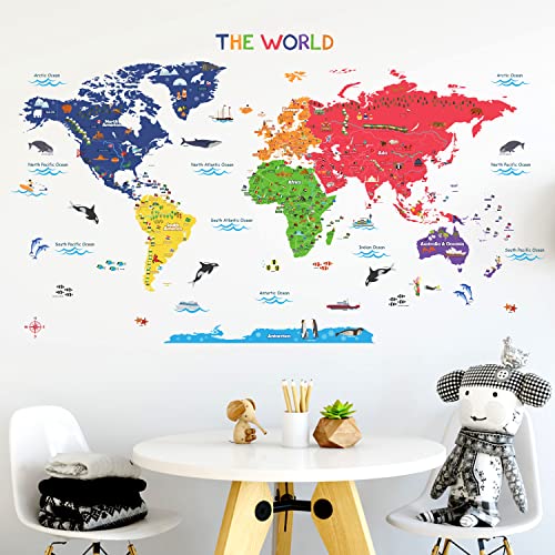 BASHOM BS-115 Pegatinas de pared del mapamundi grande mapa mundo para con decoración madera mundi póster oficina sala corcho dormitorio niños antiguo gigante mural rascar banderas maps mundial