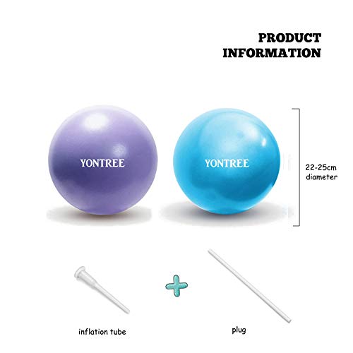 BASONG 2 Pack Balón de Pilates, Pelota Antideslizante, Mini Pelota de Ejercicio con Pipeta Inflable para Yoga, Pilate, Oficina Ball Silla, Classroom Flexible Seating y Core Training