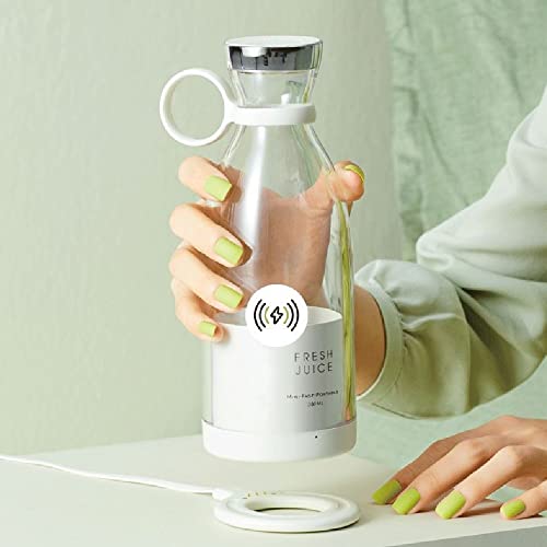 Batidora Licuadora Portátil Fresh Juice, para Smoothie o Batidos, Mezcladora Personal, Portable Blender, Licuadora de Frutas Inalámbrica Recargable USB Deporte, Camping, Fitness. (Blanca)