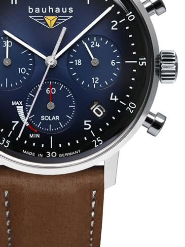 Bauhaus Reloj de hombre con cronógrafo solar con correa de cuero 2086-3, Correa