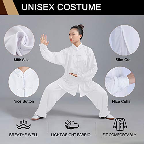 BBLAC 2KEY Artes Marciales Ropa | Unisex Uniforme para Tai Chi y Kung Fu | Tradicional Chino Ropa Está Hecho Leche Seda | Traje Ligero para Meditación y Qigong (B, M)