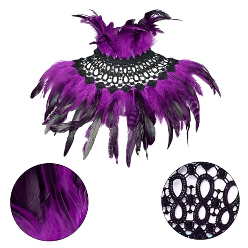 BBOHSS El Chal de plumas femeninas decora la fiesta de carnaval de Halloween gótico punk con el complemento de Chal de moda del baile 1 (Púrpura)