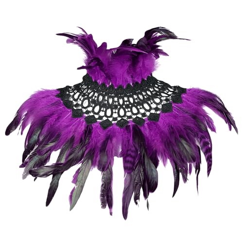 BBOHSS El Chal de plumas femeninas decora la fiesta de carnaval de Halloween gótico punk con el complemento de Chal de moda del baile 1 (Púrpura)