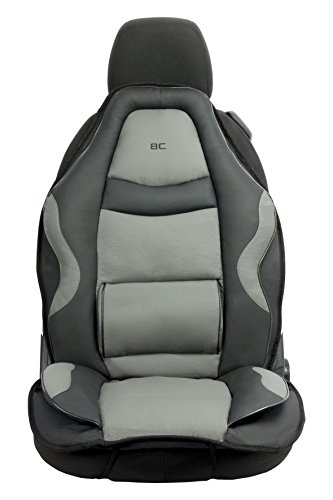 BC Corona Respaldo Asiento simil Piel para Coche Universal, Color Gris/Negro