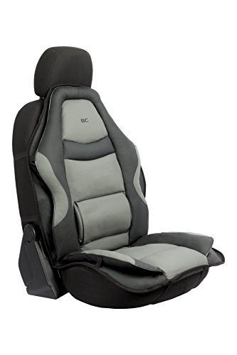 BC Corona Respaldo Asiento simil Piel para Coche Universal, Color Gris/Negro