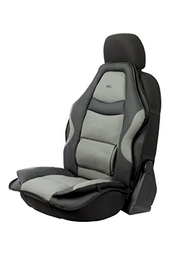 BC Corona Respaldo Asiento simil Piel para Coche Universal, Color Gris/Negro