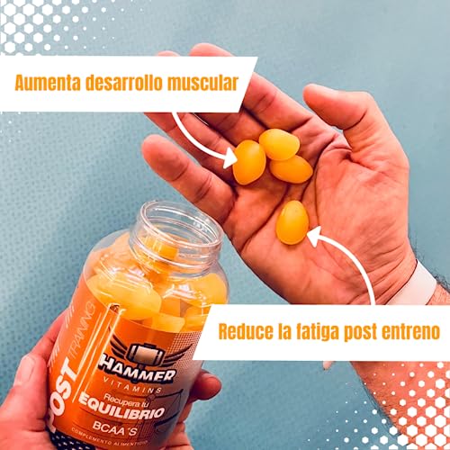 BCAA (2:1:1) Aminoácidos Hammer ® - Recuperación Muscular Post Entreno - 60 Gominolas Post Training - Veganas, sin glutén y sin lactosa