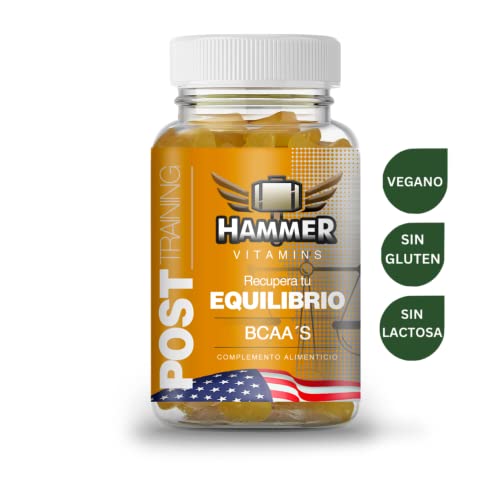 BCAA (2:1:1) Aminoácidos Hammer ® - Recuperación Muscular Post Entreno - 60 Gominolas Post Training - Veganas, sin glutén y sin lactosa