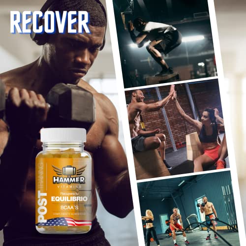 BCAA (2:1:1) Aminoácidos Hammer ® - Recuperación Muscular Post Entreno - 60 Gominolas Post Training - Veganas, sin glutén y sin lactosa