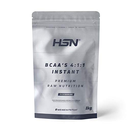 BCAA 4:1:1 de HSN | Sin Sabor 1 Kg = 200 Tomas por Envase de 5 Gramos Aminoácidos Ramificados por Dosis Diaria (Leucina + Valina + Isoleucina) | No-GMO, Vegano, Sin Gluten