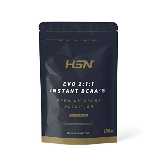 BCAA en Polvo de HSN Evo 2:1:1 | Sabor Naranja 150 g = 30 Tomas por Envase de Aminoácidos Ramificados Veganos: Leucina + Valina + Isoleucina | No-GMO, Sin Gluten