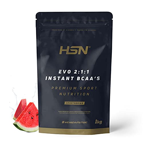 BCAA en Polvo de HSN Evo 2:1:1 | Sabor Sandía 1000 g = 200 Tomas por Envase de Aminoácidos Ramificados Veganos: Leucina + Valina + Isoleucina | No-GMO, Sin Gluten