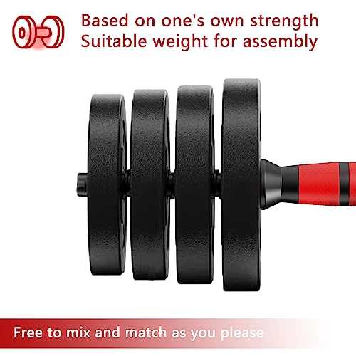 BCBIG Mancuernas Ajustables Pesas Set, 2 En 1 De Dumbbell con Barras ConexióN, para Gimnasio Casa Juego Ejercicio, Baratas Equipo Fitness Desmontable, Recubierta Goma Discos,Negro,1.25kg