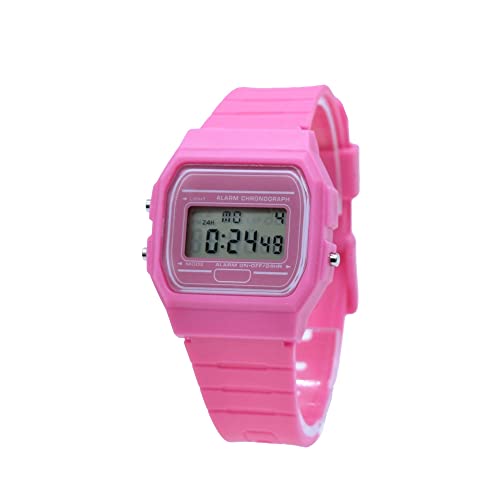 BDM - Reloj clásico Casiopea Original para Hombre Mujer, niña o niño de Pulsera Digital con Alarma. Un Regalo Vintage. - Rosa