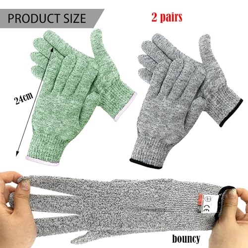 BDSHUNBF 2 Par Guantes Anticortes, Guantes de Protección y Anticorte, Guantes Resistentes al Corte, Guantes de Malla para Carnicero, Guantes Anticortes Cocina, Cortar Rebanar Procesamiento de Carne