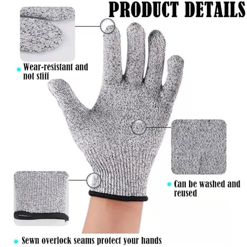 BDSHUNBF 2 Par Guantes Anticortes, Guantes de Protección y Anticorte, Guantes Resistentes al Corte, Guantes de Malla para Carnicero, Guantes Anticortes Cocina, Cortar Rebanar Procesamiento de Carne