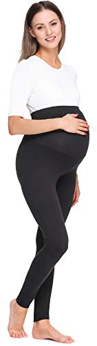 Be Mammy Mallas Leggins Premamá Largos BE20-257(Negro, L)